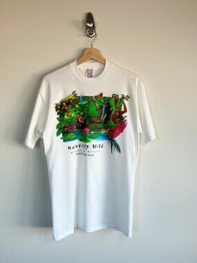 Naturally Wild Wild Life Jerzees Tag White Tee Size Medium